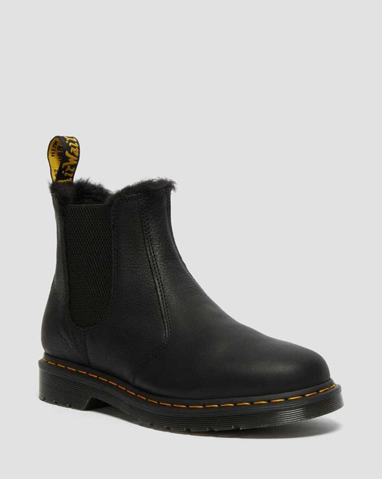 Black Ambassador Men's Dr Martens 2976 Faux Fur Lined Chelsea Boots | 742903-RQE