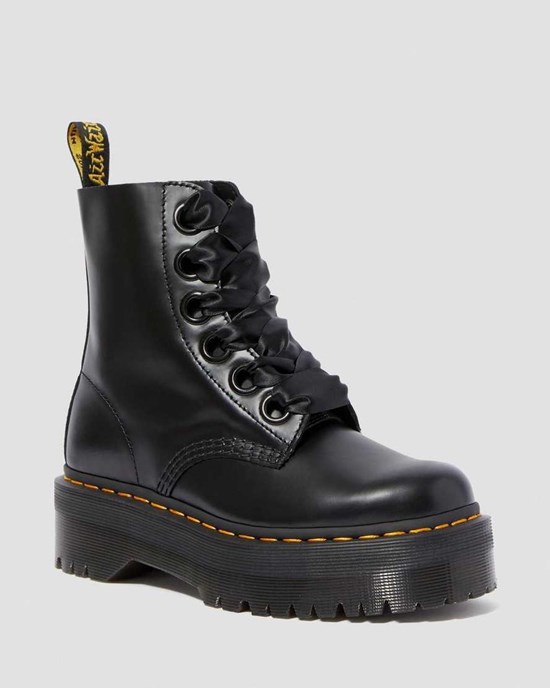 Black Buttero Leather Women's Dr Martens Molly Leather Ankle Boots | 025379-CVY