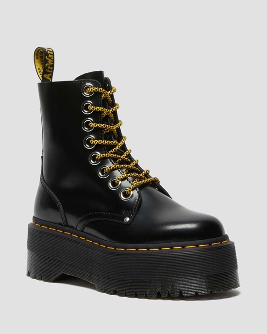 Black Buttero Leather Women's Dr Martens Jadon Max Ankle Boots | 567830-UWQ