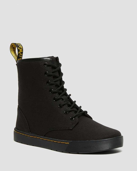 Black Canvas Men's Dr Martens Cairo Canvas Lace Up Boots | 076841-YBW