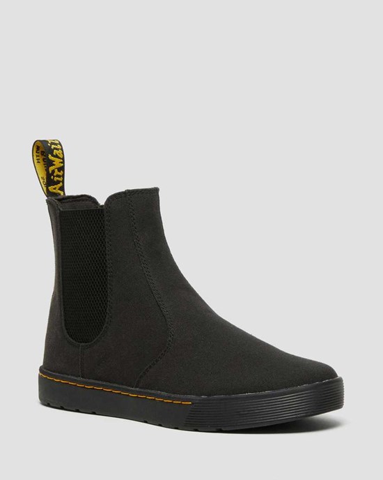 Black Canvas Men's Dr Martens Tempesta Canvas Casual Chelsea Boots | 208793-URE