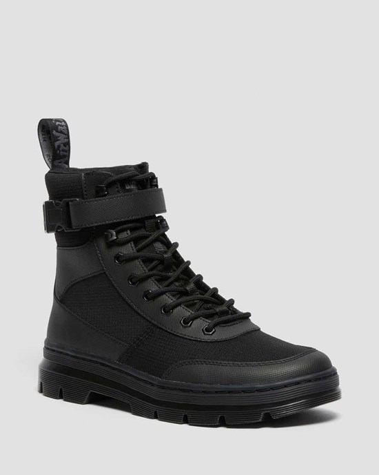 Black Element-poly Rip Stop Men's Dr Martens Combs Tech Poly Lace Up Boots | 739502-LNC