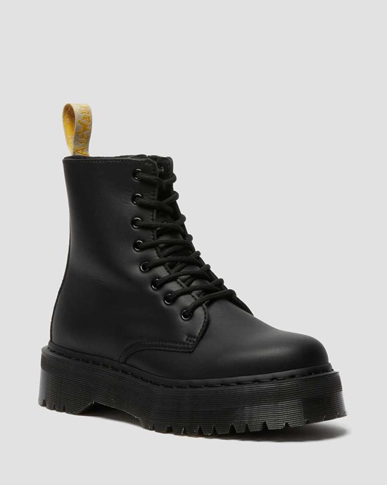 Black Felix Rub Off Men's Dr Martens Vegan Jadon II Mono Lace Up Boots | 179358-VHU