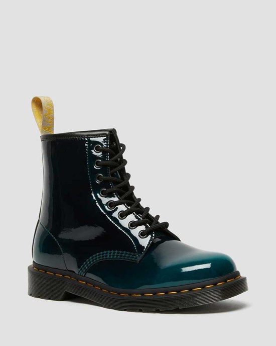 Black Gloss Pull Up Men's Dr Martens Vegan 1460 Gloss Ankle Boots | 476192-BCH