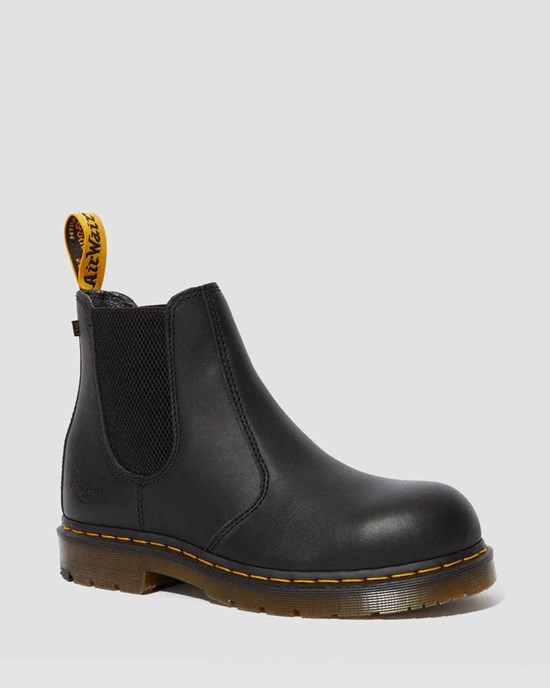 Black Industrial Full Grain Men's Dr Martens Fellside Full Grain Chelsea Work Chelsea Boots | 549387-JTW