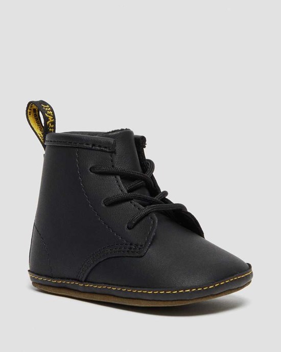 Black Kids' Dr Martens Newborn 1460 Auburn Leather Booties | 981270-KJY