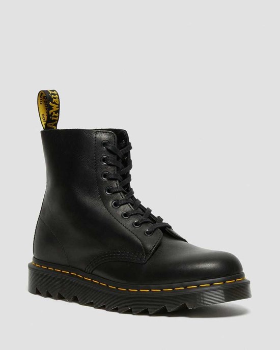 Black Luxor Men's Dr Martens 1460 Pascal Ziggy Leather Lace Up Boots | 793064-XQC