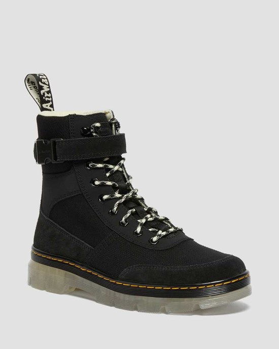 Black Men's Dr Martens Combs Tech Superknit + Suede Ankle Boots | 340571-XCU