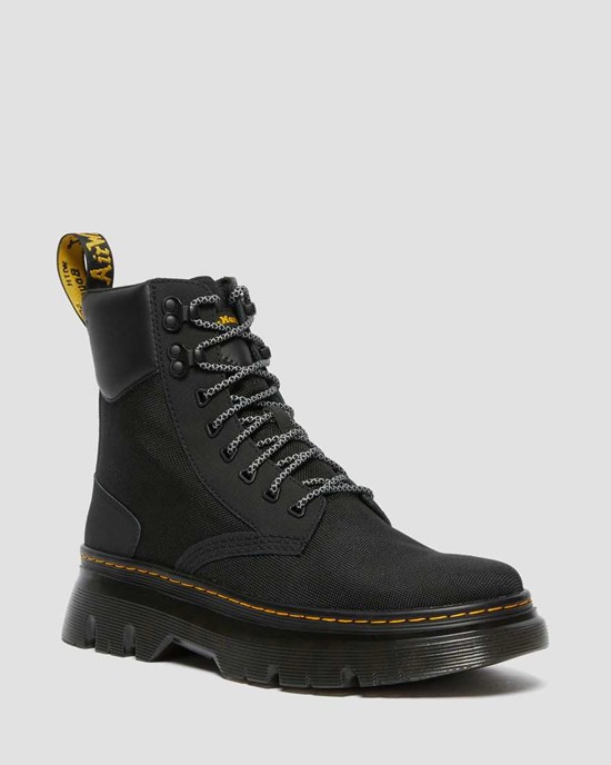 Black Men's Dr Martens Tarik Utility Canvas Boots | 874569-HRY