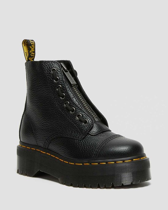 Black Milled Nappa Leather Men's Dr Martens Sinclair Milled Nappa Leather Zip Up Boots | 476931-JNQ