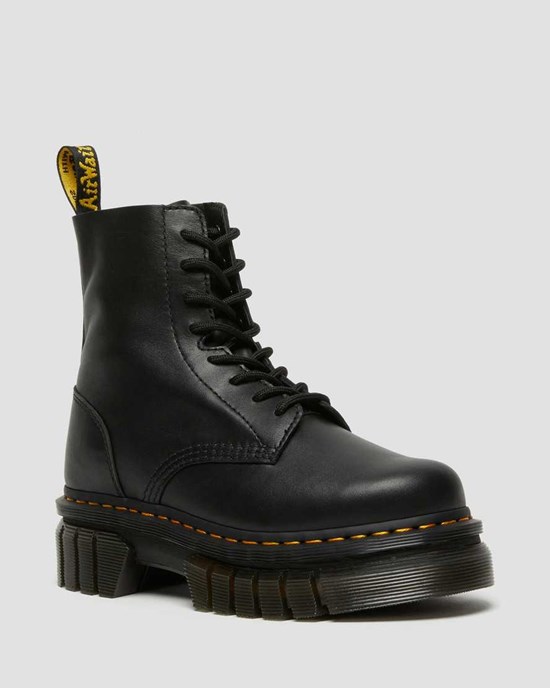 Black Nappa Lux Men's Dr Martens Audrick Nappa Leather Platform Lace Up Boots | 257694-IHN