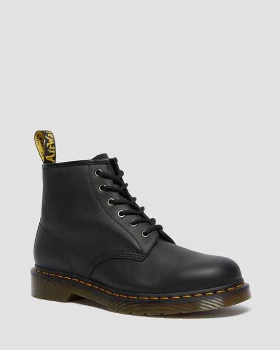 Black Nappa Men's Dr Martens 101 Leather Ankle Boots | 507824-HSN