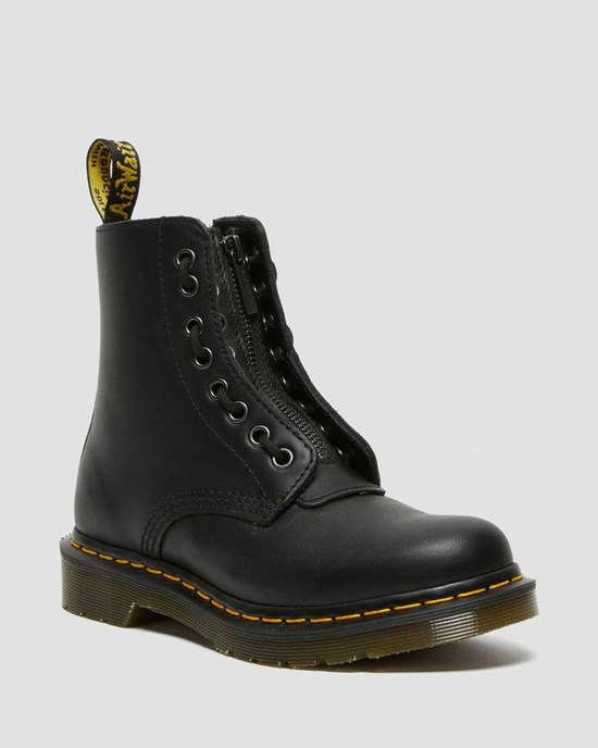 Black Nappa Men's Dr Martens 1460 Pascal Nappa Zip Up Boots | 849153-DXJ