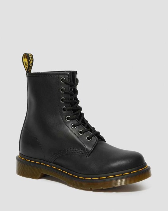 Black Nappa Women's Dr Martens 1460 Nappa Leather Lace Up Boots | 204913-MXC