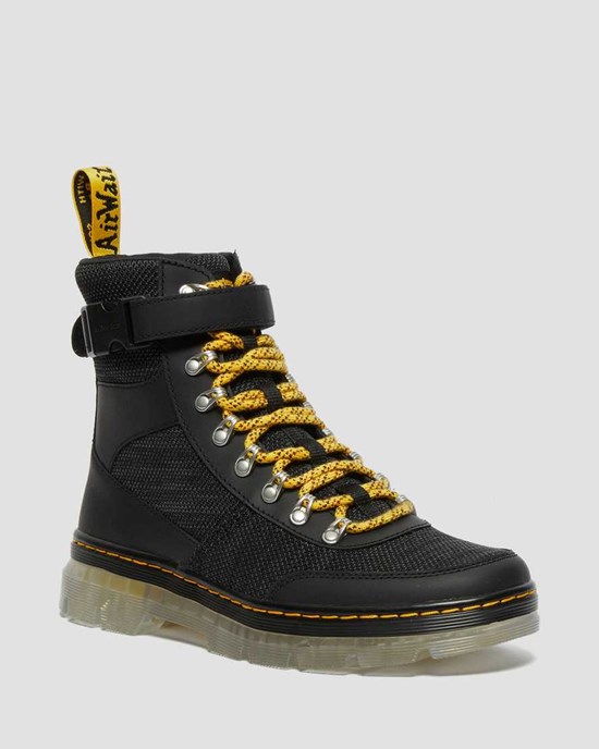 Black Onice Soft Men's Dr Martens Combs Tech Coated Canvas Mix Ankle Boots | 264835-WCG