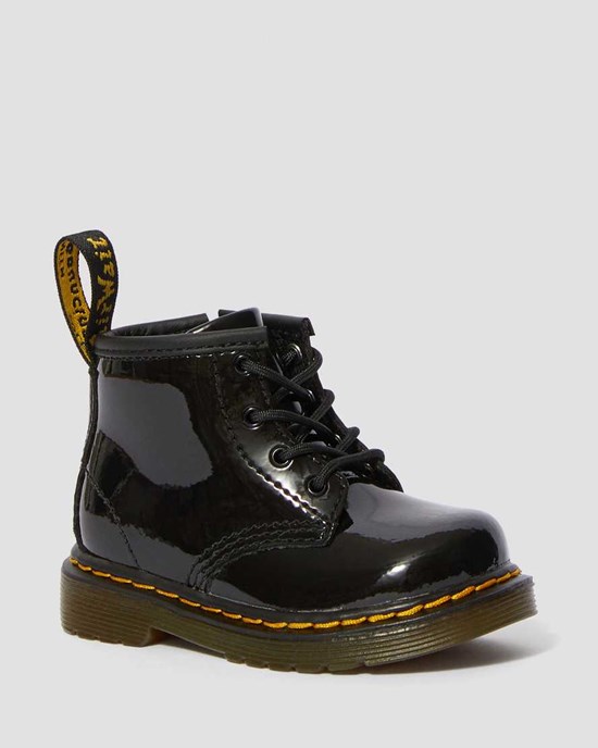 Black Patent Lamper Kids' Dr Martens Infant 1460 Patent Leather Lace Up Boots | 025189-UNI