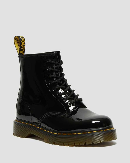 Black Patent Lamper Men's Dr Martens 1460 Bex Patent Leather Ankle Boots | 968273-APC