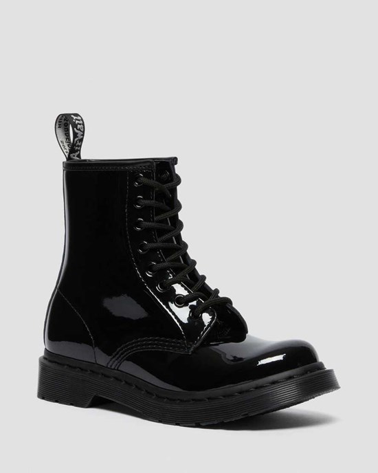 Black Patent Lamper Women's Dr Martens 1460 Mono Patent Leather Patent Boots | 869432-KWM