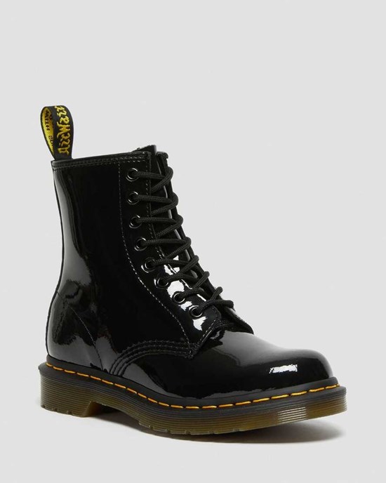 Black Patent Lamper Women's Dr Martens 1460 Patent Leather Lace Up Boots | 951360-SCD