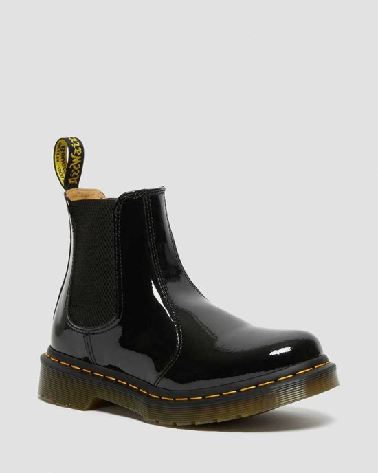 Black Patent Lamper Women's Dr Martens 2976 Patent Leather Ankle Boots | 036897-SFK