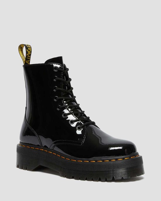 Black Patent Lamper Women's Dr Martens Jadon Patent Leather Zip Up Boots | 062839-MTC