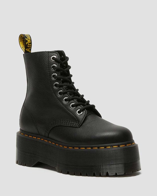 Black Pisa Women's Dr Martens 1460 Pascal Max Leather Lace Up Boots | 031792-LQC