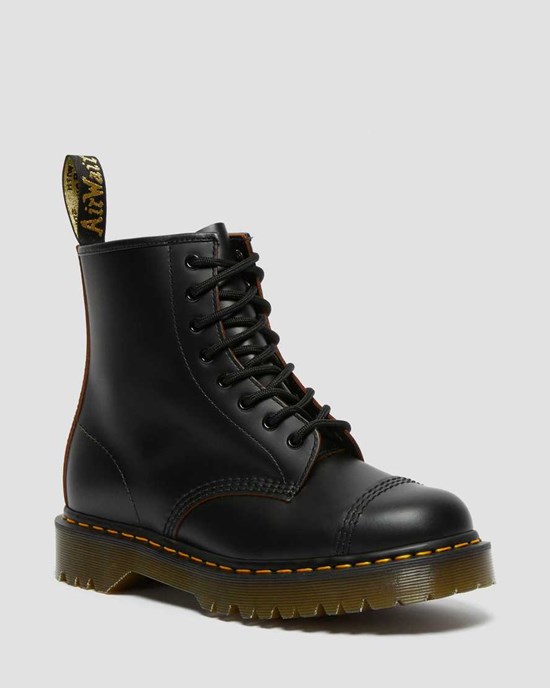 Black Quilon Men's Dr Martens 1460 Bex Made in England Toe Cap Lace Up Boots | 482391-COS