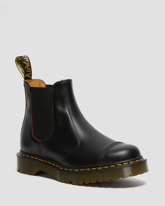 Black Quilon Men's Dr Martens 2976 Bex Made in England Toe Cap Chelsea Boots | 501893-YWE