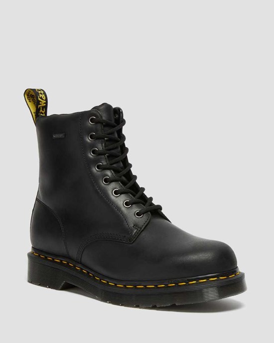 Black Republic Wp Men's Dr Martens 1460 Waterproof Lace Up Boots | 853741-GBD