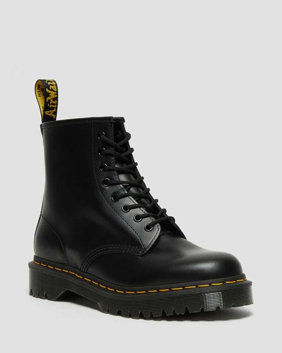 Black Smooth Leather Men's Dr Martens 1460 Bex Smooth Leather Lace Up Boots | 425809-GIE