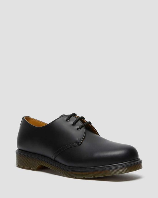 Black Smooth Leather Men's Dr Martens 1461 Plain Welt Smooth Leather Oxford Shoes | 432891-EGU