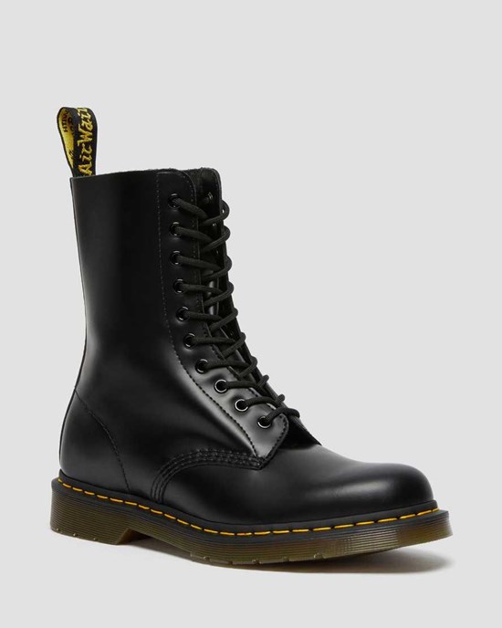 Black Smooth Leather Men's Dr Martens 1490 Smooth Leather Ankle Boots | 813796-FBP