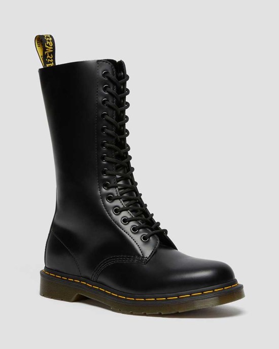 Black Smooth Leather Men's Dr Martens 1914 Smooth Leather Lace Up Boots | 328965-SDK