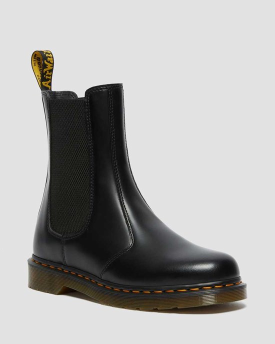 Black Smooth Leather Men's Dr Martens 2976 Hi Smooth Leather Chelsea Boots | 438165-VUA