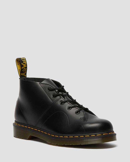 Black Smooth Leather Women's Dr Martens Church Smooth Leather Monkey Ankle Boots | 427160-UFA