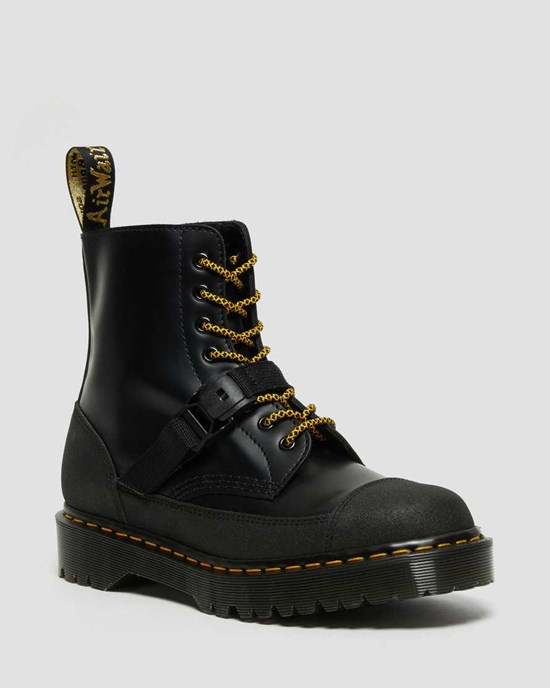 Black Smooth Men's Dr Martens 1460 Bex Tech Made in England Leather Ankle Boots | 291865-XMH