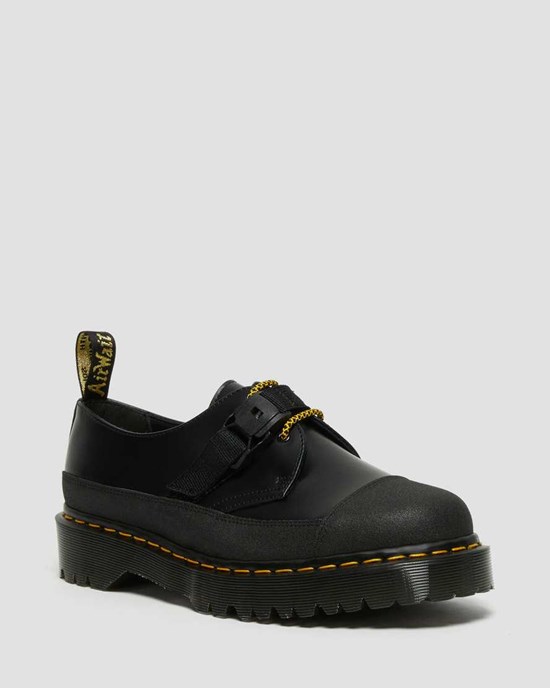 Black Smooth Men's Dr Martens 1461 Made In England Bex Tech Smooth Leather Oxford Shoes | 709463-YPQ