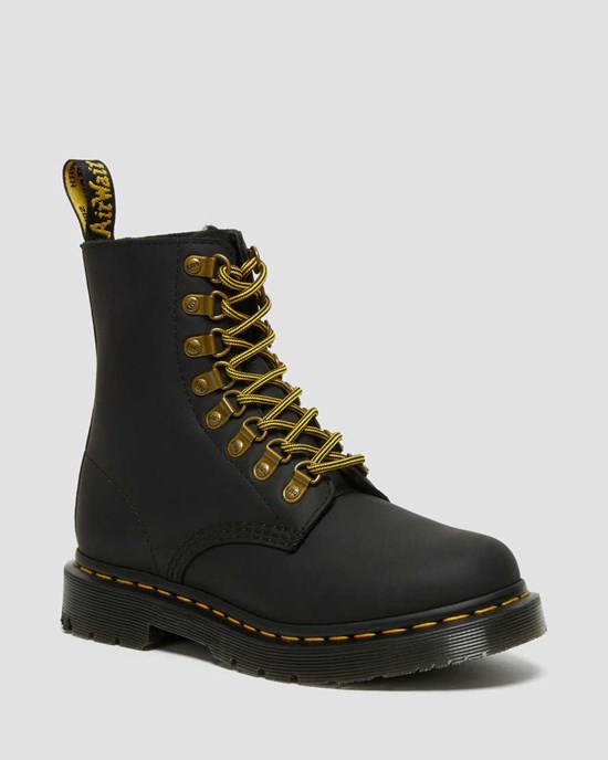 Black Snowplow Women's Dr Martens 1460 Pascal DM's Wintergrip Leather Ankle Boots | 473089-FHU