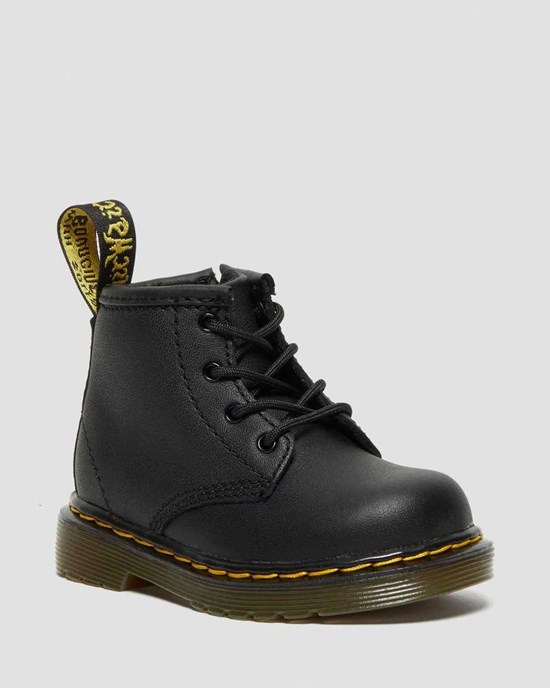 Black Softy T Kids' Dr Martens Infant 1460 Softy T Leather Lace Up Boots | 701839-NXL