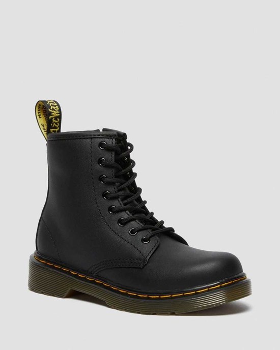 Black Softy T Kids' Dr Martens Junior 1460 Softy T Leather Lace Up Boots | 049372-OMZ