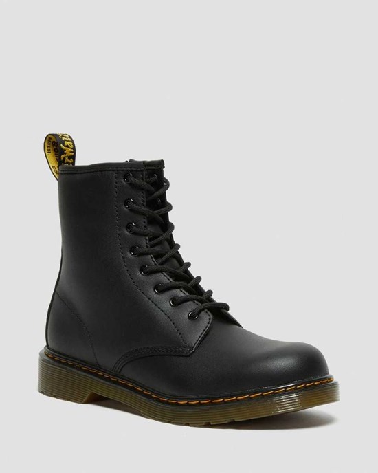 Black Softy T Kids' Dr Martens Youth 1460 Softy T Leather Lace Up Boots | 276910-DWX