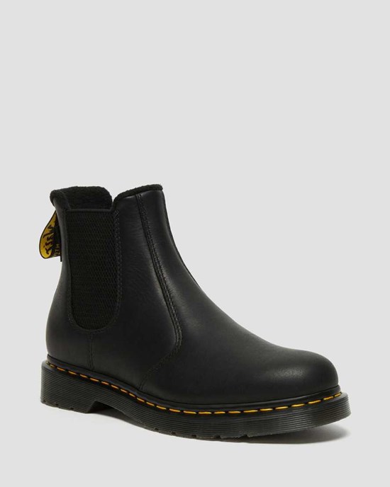 Black Valor Wp Men's Dr Martens 2976 Warmwair Leather Ankle Boots | 618734-PHN