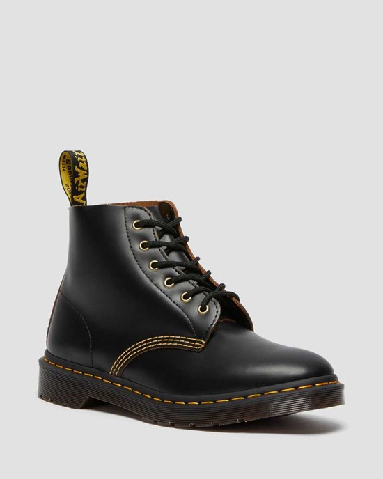 Black Vintage Smooth Men's Dr Martens 101 Vintage Smooth Leather Ankle Boots | 165834-NER