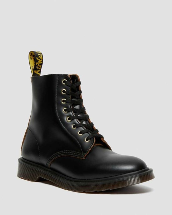 Black Vintage Smooth Men's Dr Martens 1460 Vintage Smooth Leather Lace Up Boots | 054923-XMZ