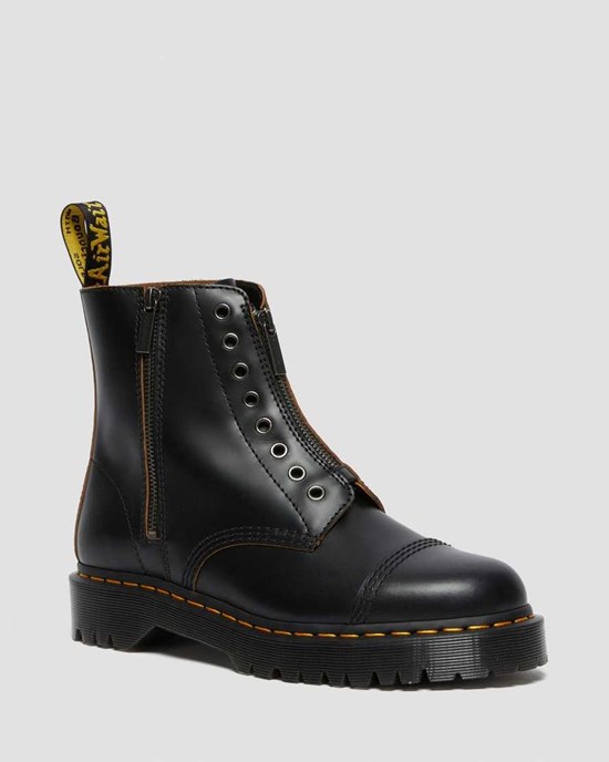 Black Vintage Smooth Men's Dr Martens 1460 Laceless Bex Leather Ankle Boots | 068543-DUB