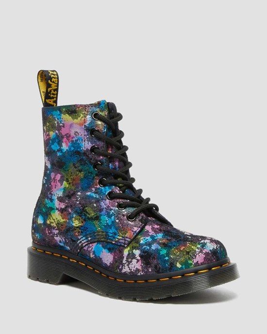 Black Women's Dr Martens 1460 Pascal Confetti Suede Lace Up Boots | 452683-KOA