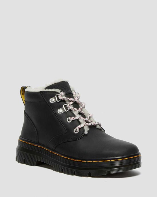 Black Wyoming Women's Dr Martens Bonny Faux Shearling Lined Lace Up Boots | 764928-JAZ