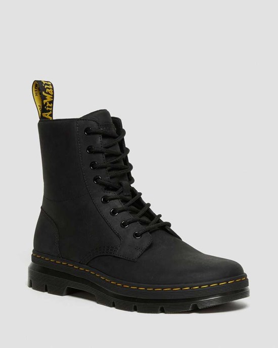 Black Wyoming Women's Dr Martens Combs Leather Lace Up Boots | 926807-KSW