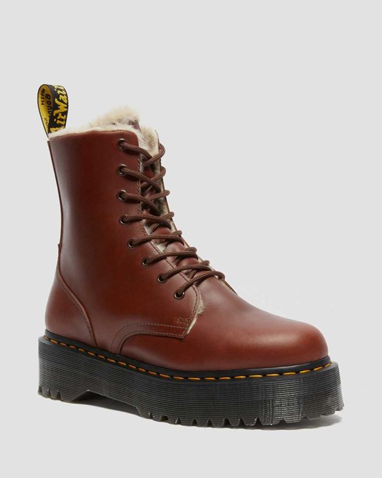 Brown Abruzzo Wp Men's Dr Martens Jadon Faux Fur Lined Lace Up Boots | 892730-LNX