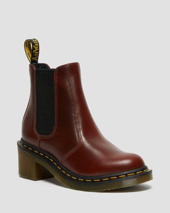 Brown Abruzzo Wp Women's Dr Martens Cadence Leather Heeled Boots | 201354-KJS